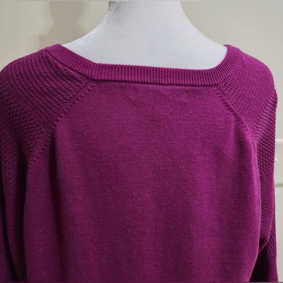 Banana Republic Mixed Textures Plum Purple Knit Pullover Sweater Size L - Picture 7 of 11
